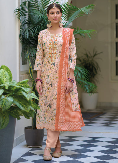 Peach Floral Gota Patti Salwar Kameez In USA UK