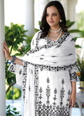 White Lucknowi Gharara Suit In USA