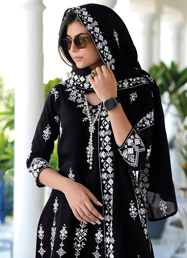 Black Lucknowi Gharara Suit In USA