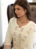 White Multi Embroidery Traditional Salwar Kameez In USA