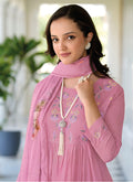 Lavender Embroidery Cotton Anarkali Pant Suit In France