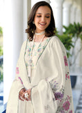 Off White Embroidery Cotton Anarkali Pant Suit In USA