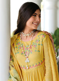 Yellow Embroidery Cotton Anarkali Pant Suit In USA Canada