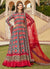 Red Multicoloured Ikat Prints And Embroidered Silk Anarkali Gown