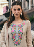 Beige Multi Embroidery Wedding Salwar Kameez In USA California