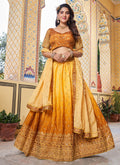 Yellow Ombré Mukaish Embroidery Wedding Lehenga Choli