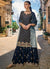 Navy Blue Traditional Embroidery Wedding Gharara Style Suit
