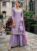 Lavender Traditional Embroidery Wedding Gharara Style Suit