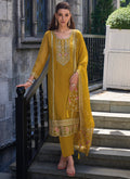 Yellow Multi Embroidered Pakistani Pant Style Suit