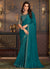 Turquoise Sequence Embroidery Designer Silk Saree