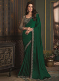 Dark Green Sequence Embroidery Designer Saree