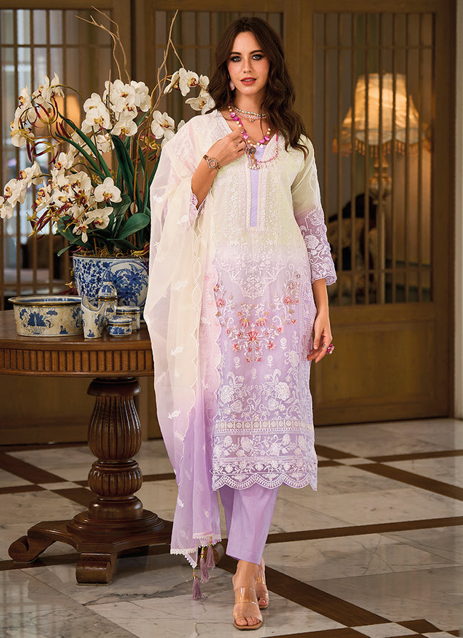 Light Purple Multi Embroidery Traditional Salwar Suit
