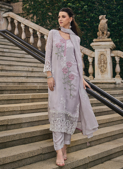 Lilac Purple Multi Embroidery Traditional Salwar Suit