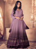 Purple Traditional Sequence Embroidered Wedding Anarkali Lehenga