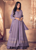 Purple Traditional Sequence Embroidered Wedding Anarkali Lehenga