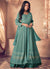 Turquoise Traditional Sequence Embroidered Wedding Anarkali Lehenga