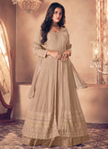 Beige Traditional Sequence Embroidered Wedding Anarkali Lehenga