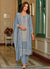 Blue Designer Embroidery Silk Salwar Suit