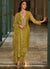 Green Sequence Embroidery Traditional Pant Style Suit