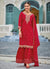 Bridal Red Handwork Embroidery Sharara Palazzo Suit