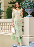Green Multi Sequence Embroidery Designer Pant Suit