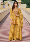 Yellow Multi Embroidered Designer Gharara Suit
