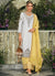 White And Yellow Embroidery Traditional Salwar Kameez