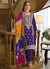 Purple Multicoloured Embroidery Pant Style Suit