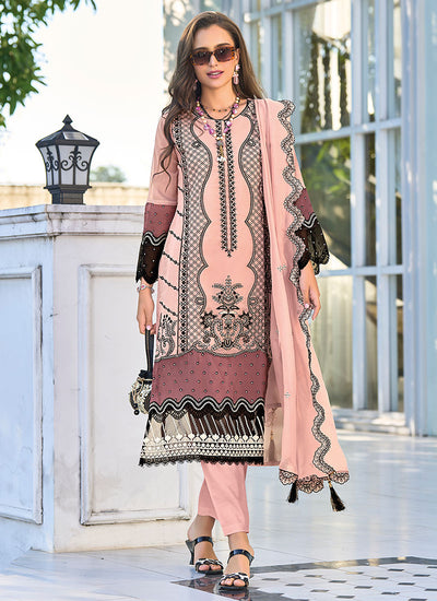 Pink Thread Embroidery Traditional Salwar Kameez Suit 