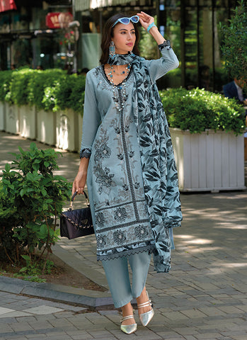 Light Blue Embroidery Traditional Salwar Kameez Suit
