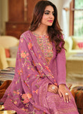 Purple Multi Floral Embroidery Palazzo Suit In Usa UK CANADA