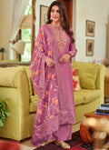 Purple Multi Floral Embroidery Palazzo Suit