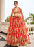 Red Sequence Embroidery Floral Printed Lehenga Choli