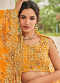 Yellow Sequence Embroidery Floral Printed Lehenga Choli In Usa