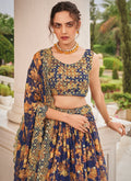 Dark Blue Printed Lehenga Choli In Usa Uk Canada Germany 