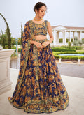 Dark Blue Printed Lehenga Choli InUsa In Uk