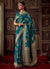 Turquoise Blue Zari Weaved Banarasi Crape Georgette Saree