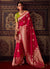 Red And Green Zari Weaved Banarasi Crape Georgette Saree