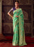 Green And Purple Zari Weaved Banarasi Crape Georgette Saree