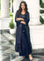 Blue Sequence Embroidery Jacket Style Palazzo Suit