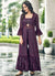 Purple Sequence Embroidery Jacket Style Palazzo Suit