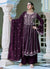Purple Multi Thread Embroidery Anarkali Palazzo Suit