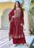 Red Multi Thread Embroidery Anarkali Palazzo Suit