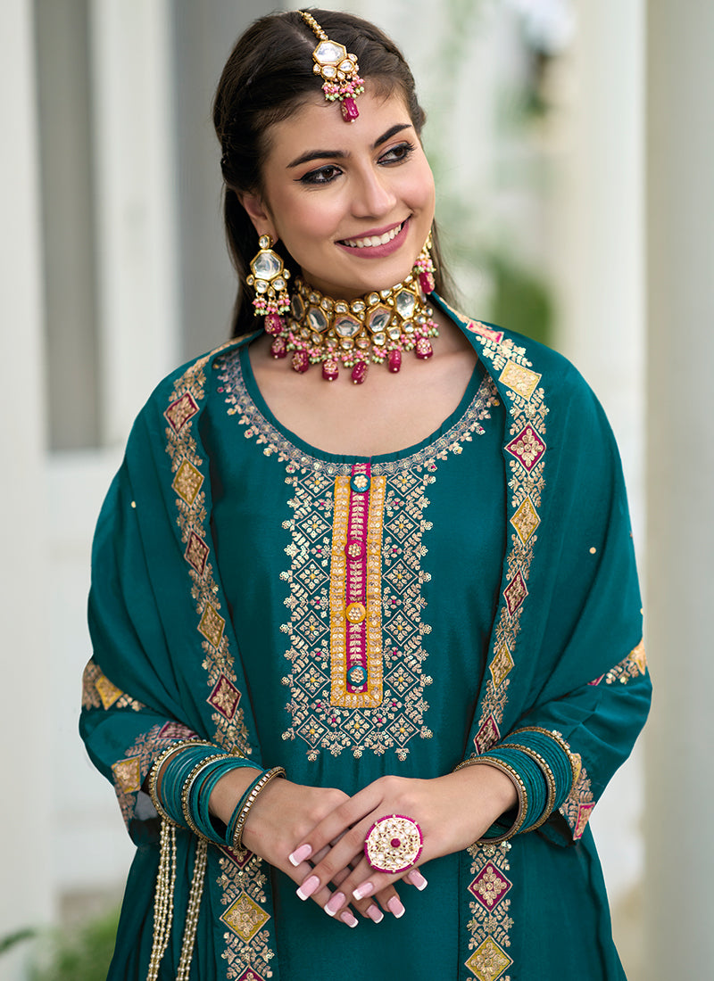 Emerald green punjabi suit top