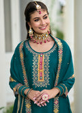 Turquoise Gharara Style Suit In USA