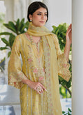 Yellow Embroidery Traditional Pant Style Suit