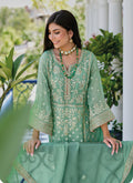 Green Embroidery Traditional Pant Style Suit In USA