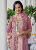 Pink Embroidery Traditional Pant Style Suit In USA UK