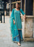 Turquoise Sequence Embroidery Festive Palazzo Suit