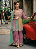 Blush Pink Multi Embroidery Wedding Gharara Suit
